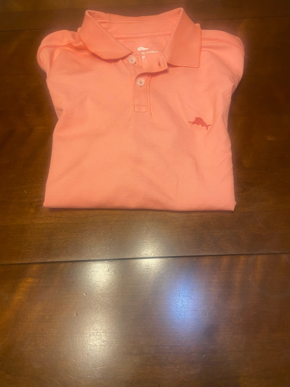 Tommy Bahama Island Zone Salmon Color Summer Polo Shirt Short Sleeve Men’s M